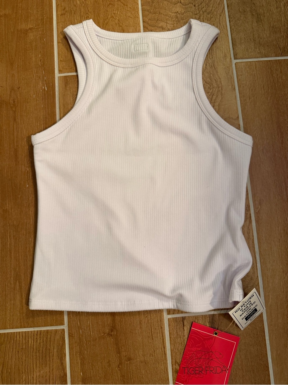 TIGER FRIDAY ribbed white tank NWT AM